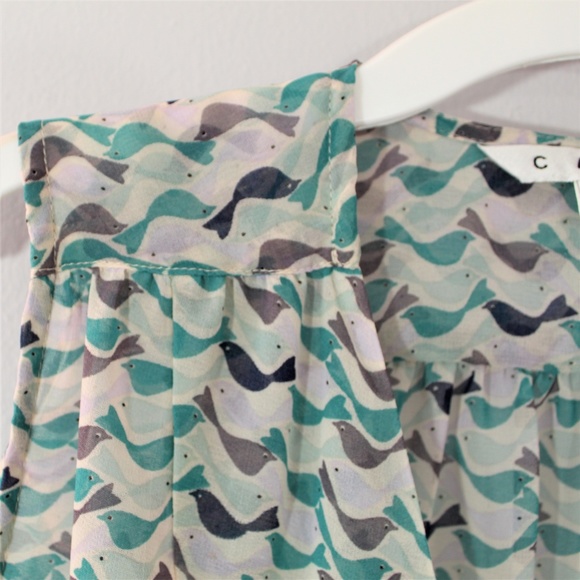 CABI Sleeveless "Tweet Bird" Pattern Chiffon Top - Picture 2 of 8
